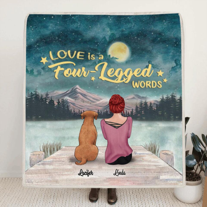 Personalized Pets Mom Quilt/Fleece Blanket - Mom With Up to 5 Pets - Best Gift For Cat Lovers, Dog Lovers - Love Is Four-Legged Words - FD19NO