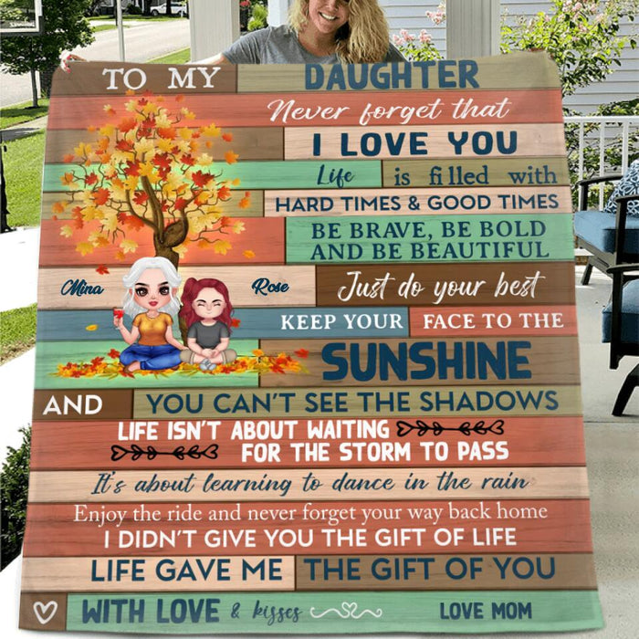 Personalized Daughter/Granddaughter Fleece Throw Blanket & Quilt - Gift Idea From Mom/Grandma - Never Forgot That I Love You
