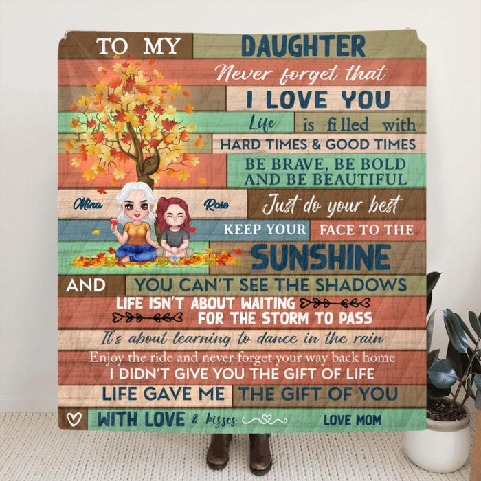 Personalized Daughter/Granddaughter Fleece Throw Blanket & Quilt - Gift Idea From Mom/Grandma - Never Forgot That I Love You