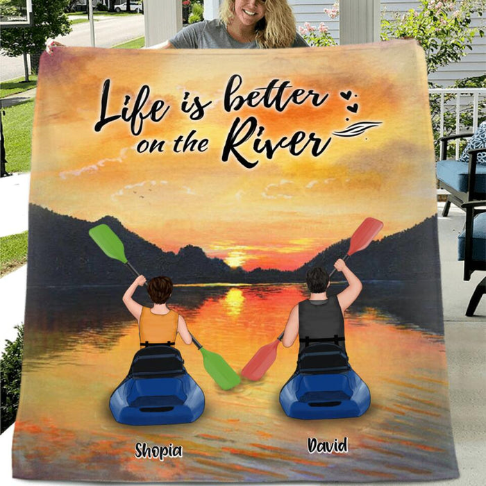 Personalized Kayak Couple Quilt/Fleece Blanket - Gift For Couple, Best Gift for Kayak lovers