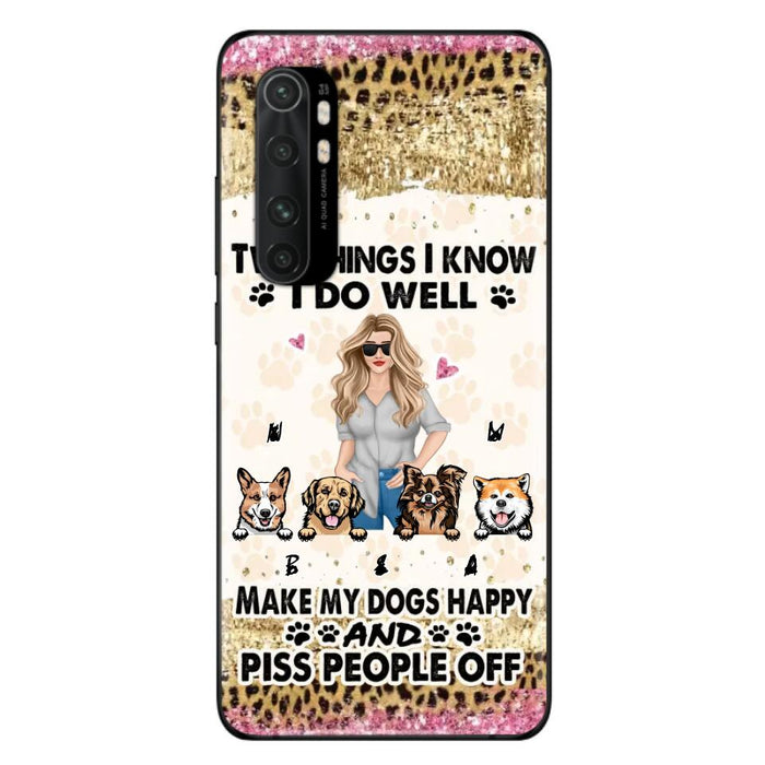 Personalized Happy Dog Mom Phone Case - Gift Idea For Dog Lovers/Dog Owners - Up to 4 Dogs - Two Things I Know I Do Well - Case For Oppo, Xiaomi & Huawei