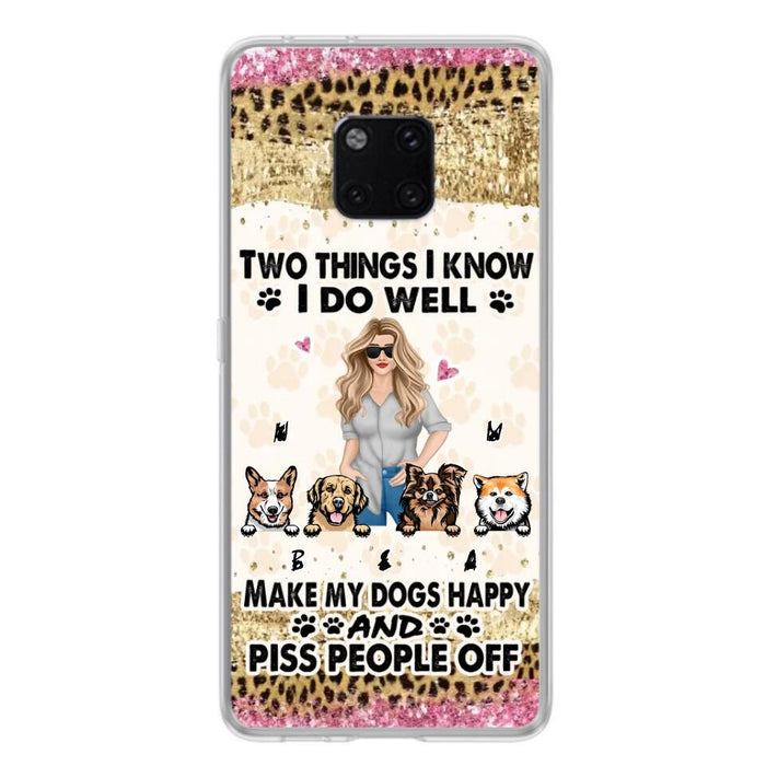 Personalized Happy Dog Mom Phone Case - Gift Idea For Dog Lovers/Dog Owners - Up to 4 Dogs - Two Things I Know I Do Well - Case For Oppo, Xiaomi & Huawei
