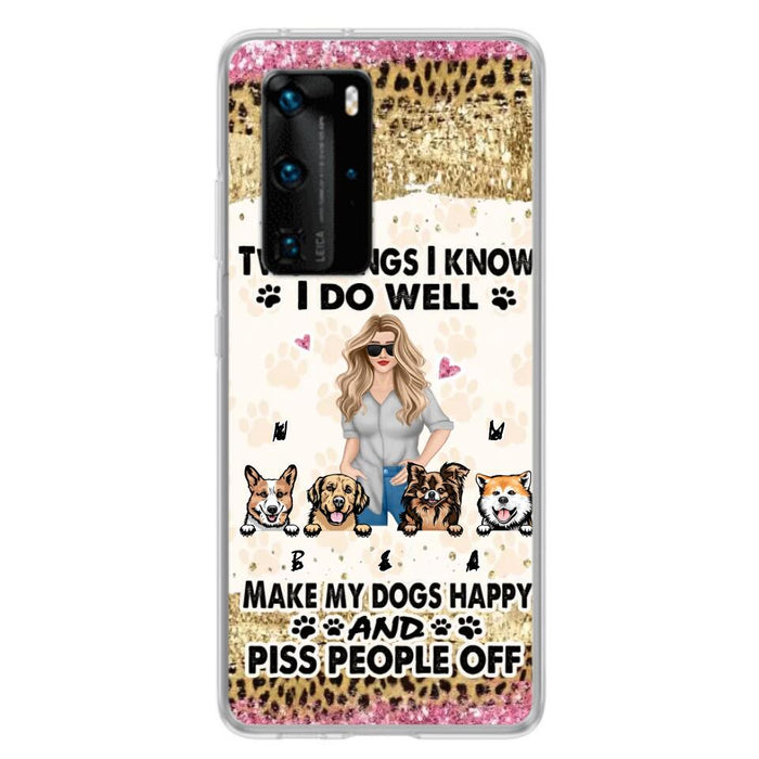 Personalized Happy Dog Mom Phone Case - Gift Idea For Dog Lovers/Dog Owners - Up to 4 Dogs - Two Things I Know I Do Well - Case For Oppo, Xiaomi & Huawei