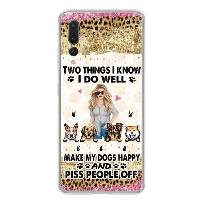 Personalized Happy Dog Mom Phone Case - Gift Idea For Dog Lovers/Dog Owners - Up to 4 Dogs - Two Things I Know I Do Well - Case For Oppo, Xiaomi & Huawei