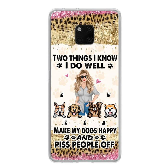 Personalized Happy Dog Mom Phone Case - Gift Idea For Dog Lovers/Dog Owners - Up to 4 Dogs - Two Things I Know I Do Well - Case For Oppo, Xiaomi & Huawei