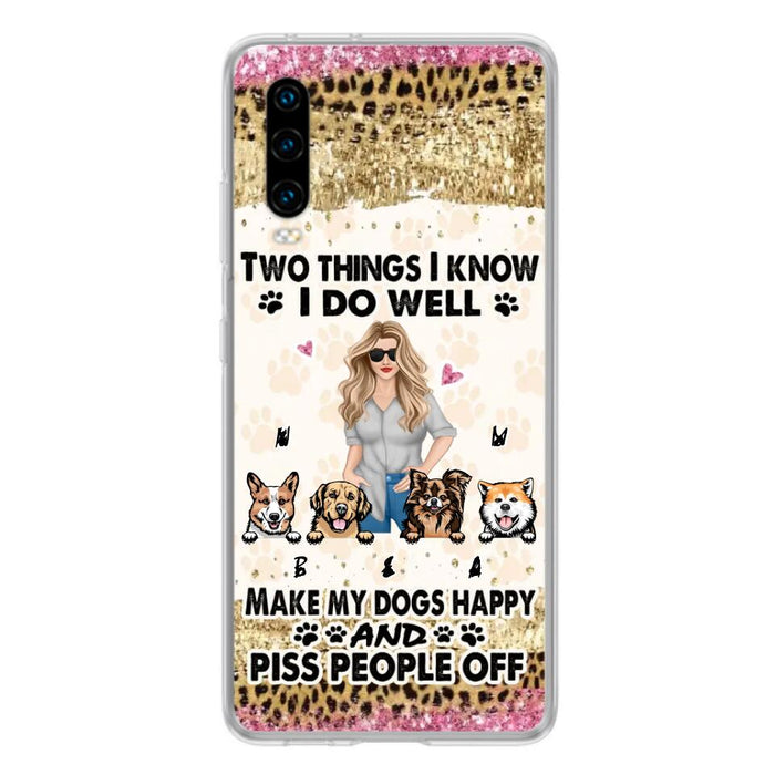 Personalized Happy Dog Mom Phone Case - Gift Idea For Dog Lovers/Dog Owners - Up to 4 Dogs - Two Things I Know I Do Well - Case For Oppo, Xiaomi & Huawei