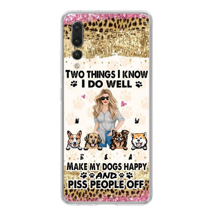 Personalized Happy Dog Mom Phone Case - Gift Idea For Dog Lovers/Dog Owners - Up to 4 Dogs - Two Things I Know I Do Well - Case For Oppo, Xiaomi & Huawei