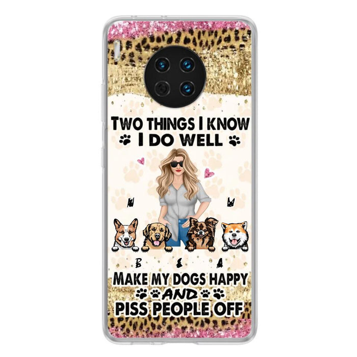 Personalized Happy Dog Mom Phone Case - Gift Idea For Dog Lovers/Dog Owners - Up to 4 Dogs - Two Things I Know I Do Well - Case For Oppo, Xiaomi & Huawei