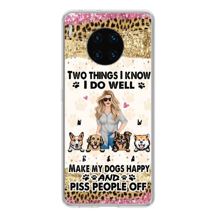 Personalized Happy Dog Mom Phone Case - Gift Idea For Dog Lovers/Dog Owners - Up to 4 Dogs - Two Things I Know I Do Well - Case For Oppo, Xiaomi & Huawei