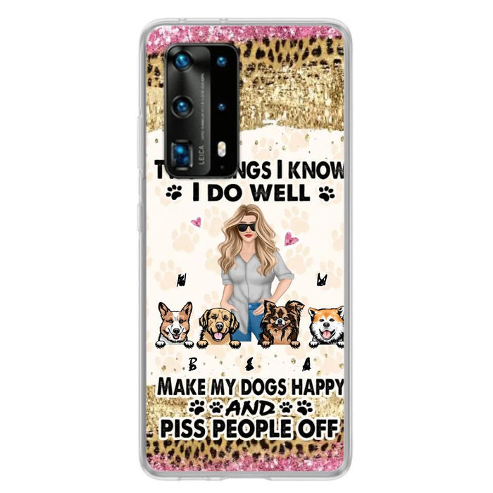 Personalized Happy Dog Mom Phone Case - Gift Idea For Dog Lovers/Dog Owners - Up to 4 Dogs - Two Things I Know I Do Well - Case For Oppo, Xiaomi & Huawei