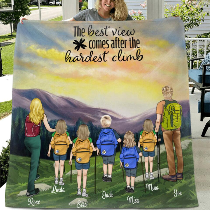 Personalized Hiking Quilt/Fleece Blanket, Gift Idea for the whole family, Hiking Lovers - Parents & 5 Kids