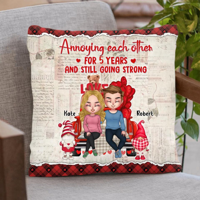 Personalized Couple Truck Pillow Cover/Fleece Throw Blanket/Quilt - Gift For Couple - Mother's Day Gift For Wife From Husband - Annoying Each Other For 5 Years And Still Going Strong