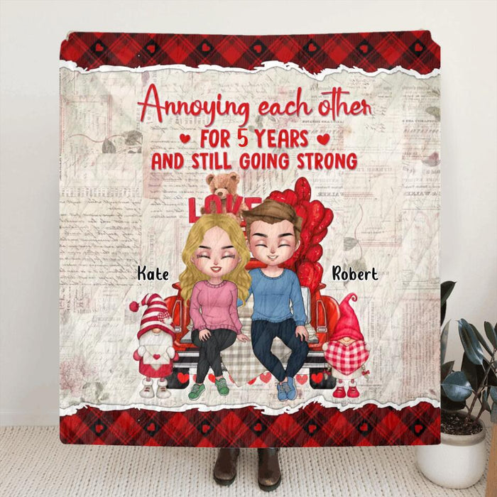 Personalized Couple Truck Pillow Cover/Fleece Throw Blanket/Quilt - Gift For Couple - Mother's Day Gift For Wife From Husband - Annoying Each Other For 5 Years And Still Going Strong