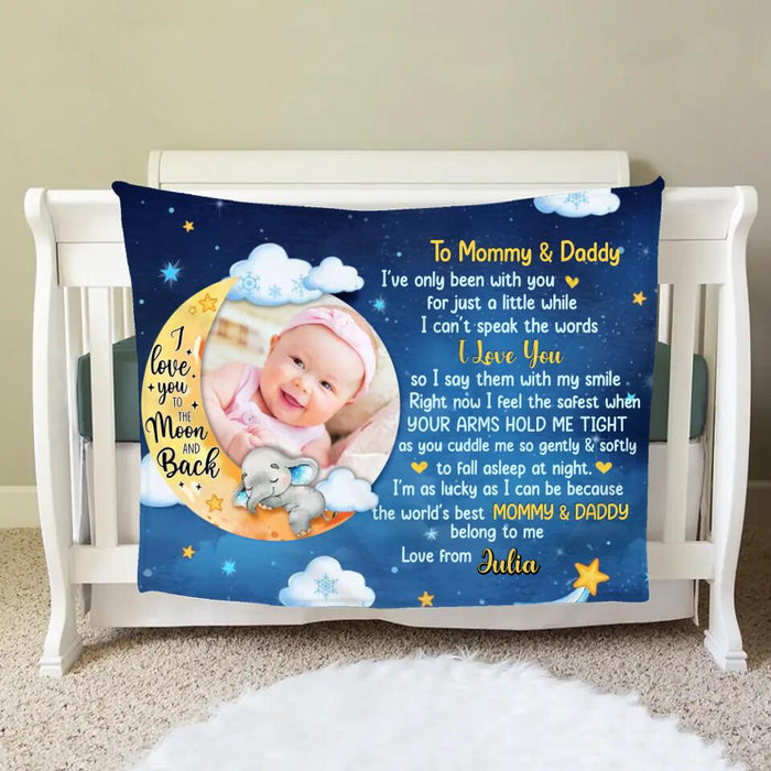 Personalized Baby Photo Fleece Throw Blanket - Gift Idea For Baby - To Mommy & Daddy