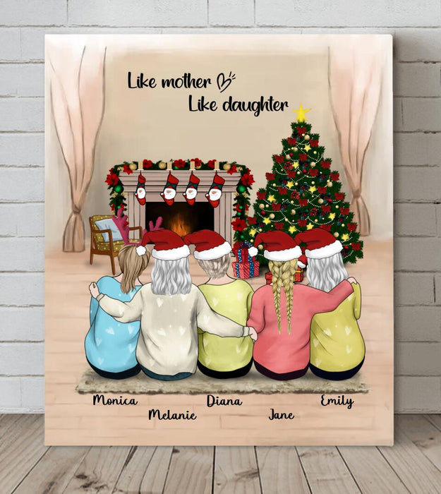 Personalized Christmas Canvas - Gift for Mom and Daughters - Mother and Daughter Christmas Canvas Wall Art - Up to 4 Daughters