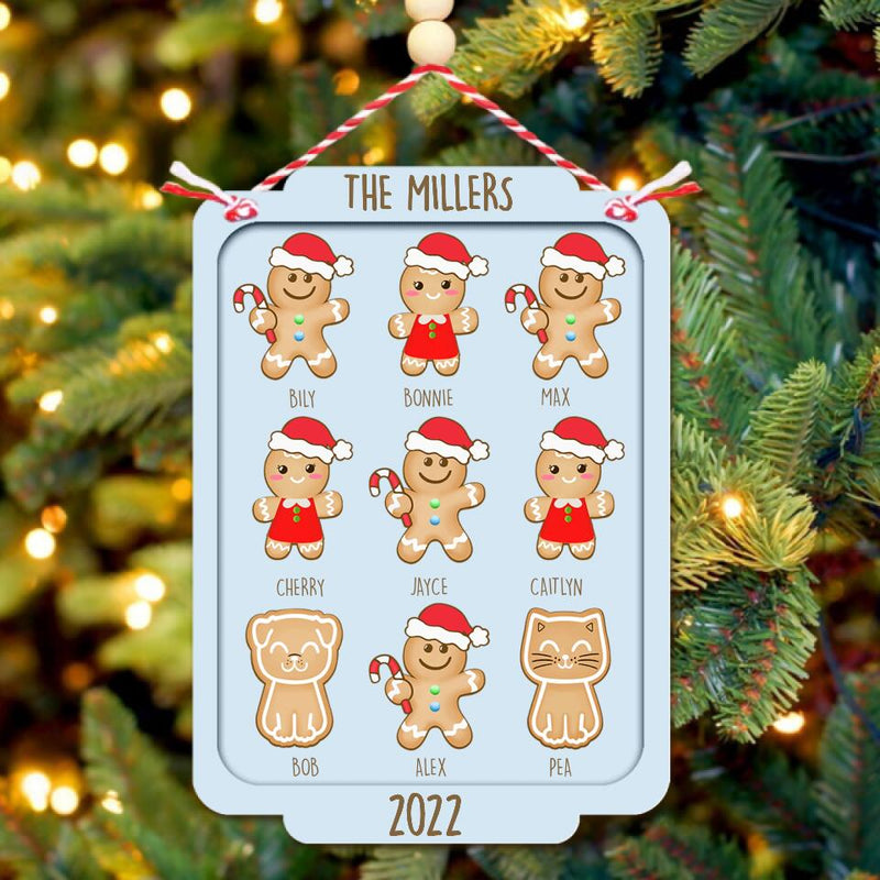 Personalized Family Ornament - Up to 9 Members - Christmas Gift For Whole Family
