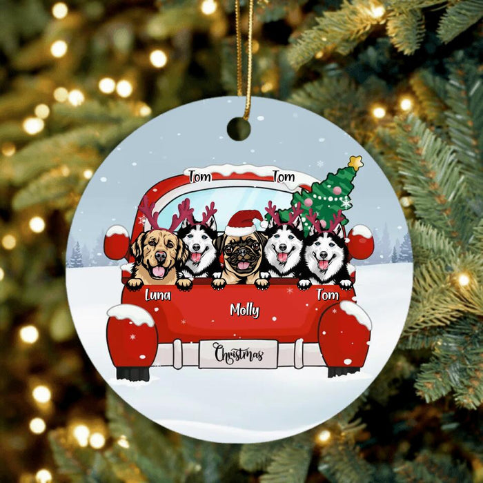 Personalized Dog Cat Christmas Ornament - Gifts For Dog Cat Lovers - Up to 5 Dogs/Cats In The Car