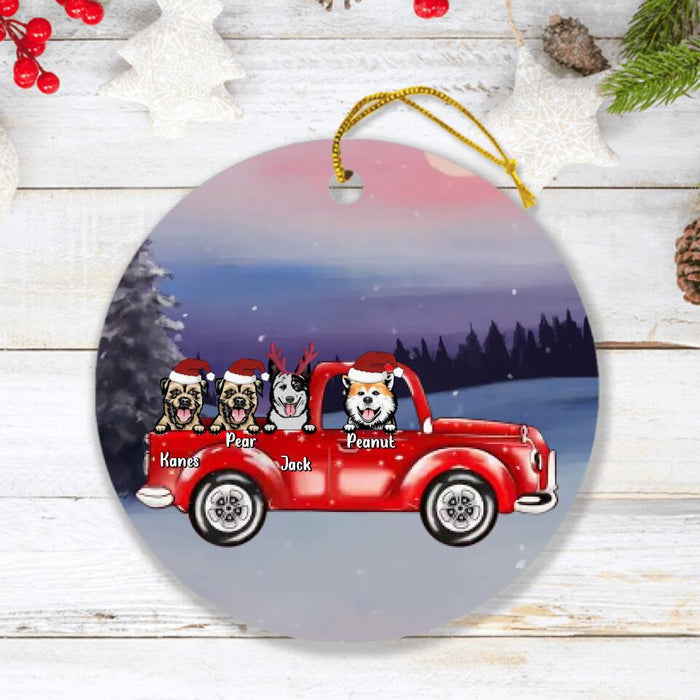 Personalized Christmas Dog Ornament - Gift for Dog Lovers - Up to 4 Dogs In The Car