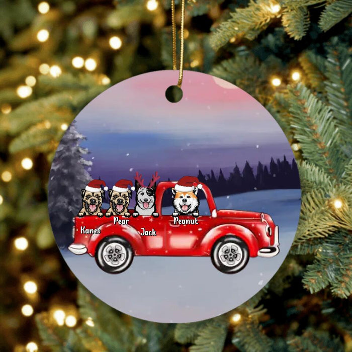 Personalized Christmas Dog Ornament - Gift for Dog Lovers - Up to 4 Dogs In The Car