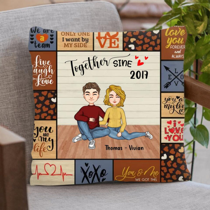 Personalized Together Couple Fleece Throw Blanket/Quilt/Pillow Cover - Gift Idea For Couple - Together Since 2017