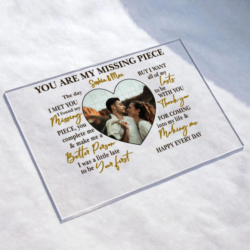 Personalized Couple Photo Acrylic Plaque - Mother's Day Gift From Husband/Gift for Couple - You Are My Missing Piece
