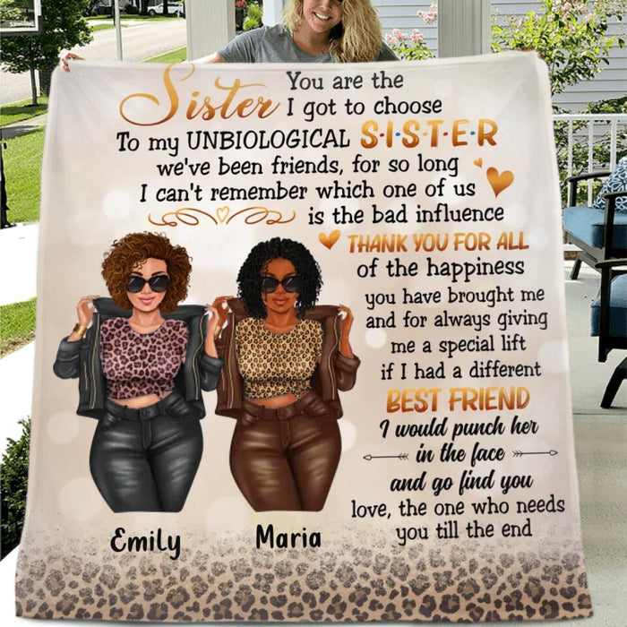 Personalized Best Friend Fleece Throw Blanket/Quilt - Gift Idea For Best Friend - You Are The Sister I Got To Choose