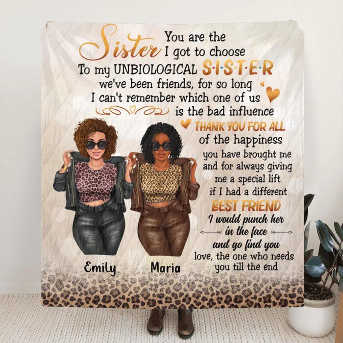 Personalized Best Friend Fleece Throw Blanket/Quilt - Gift Idea For Best Friend - You Are The Sister I Got To Choose
