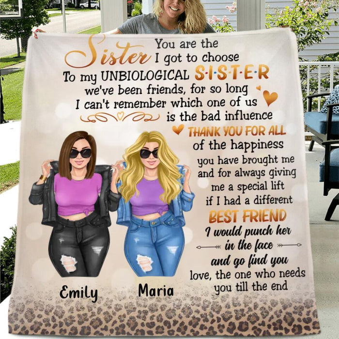Personalized Best Friend Fleece Throw Blanket/Quilt - Gift Idea For Best Friend - To My Unbiological Sister