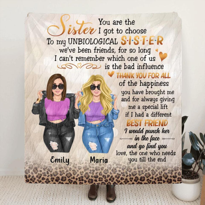 Personalized Best Friend Fleece Throw Blanket/Quilt - Gift Idea For Best Friend - To My Unbiological Sister