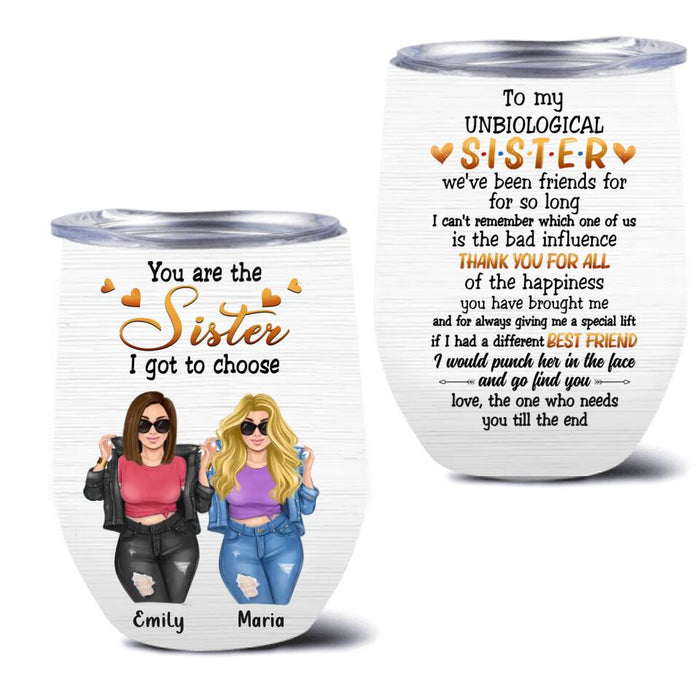 Personalized Best Friend Wine Tumbler - Gift Idea For Best Friend - To My Unbiological Sister