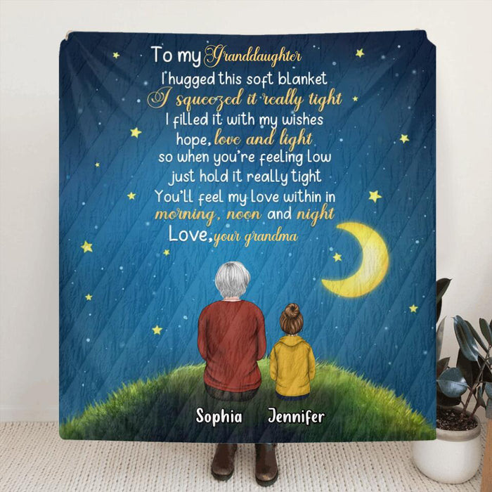 Personalized To My Granddaughter Fleece Throw Blanket/Quilt/Pillow Cover - Gift Idea For Daughter - I Hugged This Soft Blanket/Pillow