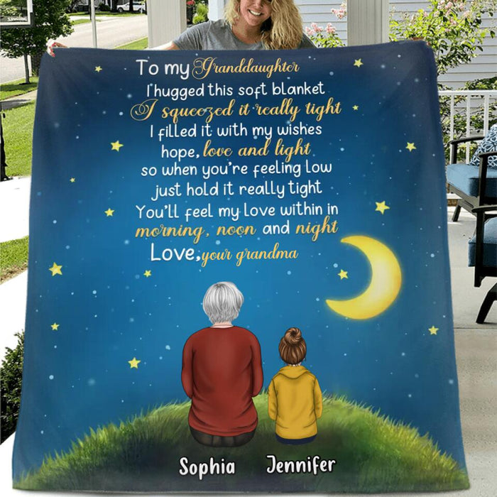 Personalized To My Granddaughter Fleece Throw Blanket/Quilt/Pillow Cover - Gift Idea For Daughter - I Hugged This Soft Blanket/Pillow