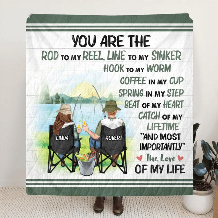 Personalized Fishing Couple Fleece Throw Blanket/Quilt - Gift Idea For Couple/Fishing Lovers - You Are The Rod To My Reel