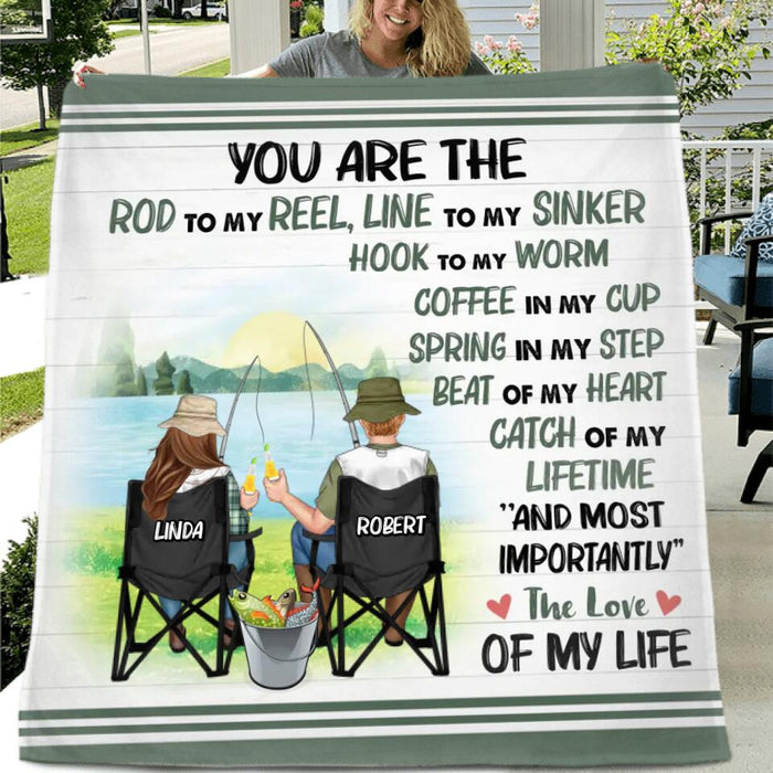 Personalized Fishing Couple Fleece Throw Blanket/Quilt - Gift Idea For Couple/Fishing Lovers - You Are The Rod To My Reel