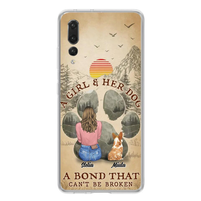Personalized Pet Mom Phone Case - Gifts For Pet Lovers With Up to 4 Pets - A Girl And Her Dog A Bond That Can't Be Broken - Case For Oppo, Xiaomi & Huawei