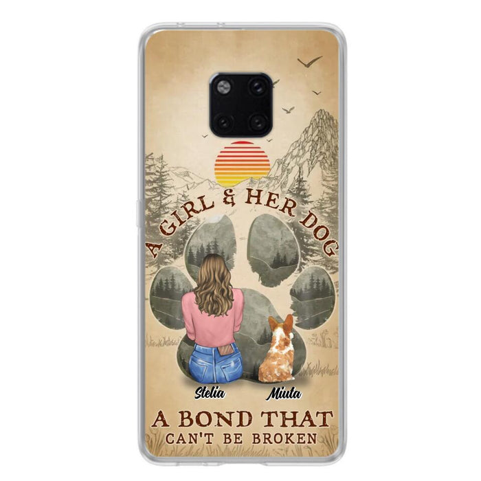 Personalized Pet Mom Phone Case - Gifts For Pet Lovers With Up to 4 Pets - A Girl And Her Dog A Bond That Can't Be Broken - Case For Oppo, Xiaomi & Huawei