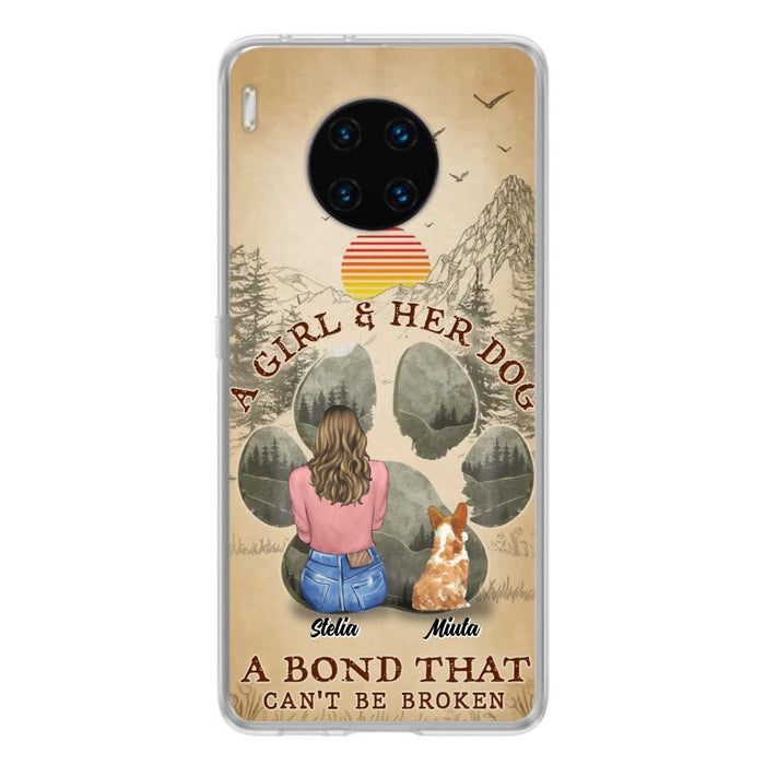 Personalized Pet Mom Phone Case - Gifts For Pet Lovers With Up to 4 Pets - A Girl And Her Dog A Bond That Can't Be Broken - Case For Oppo, Xiaomi & Huawei