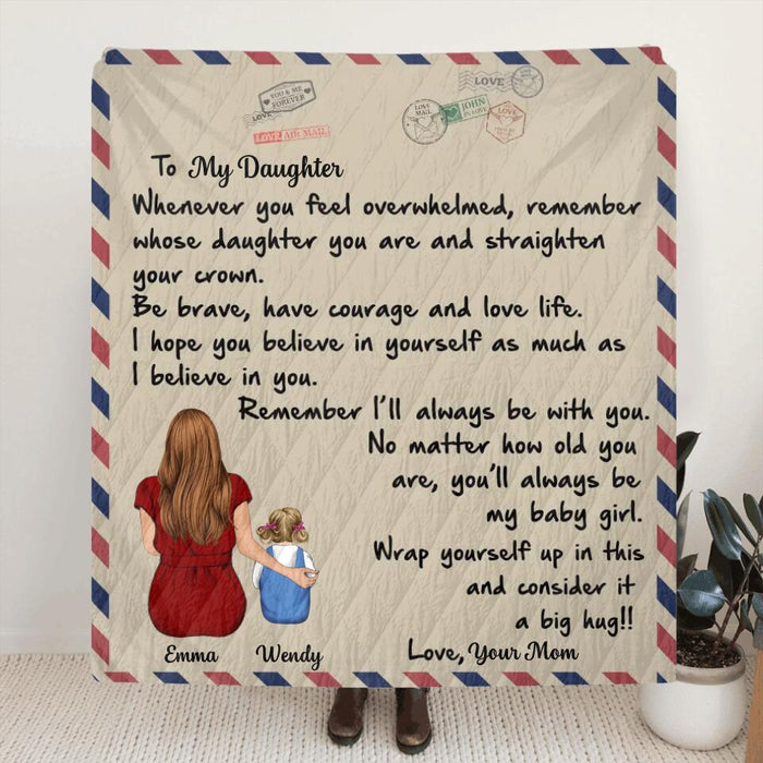 Personalized Letter Fleece Blanket/Quilt - Best Gift for Daughter/Granddaughter - To My Daughter/Granddaughter from Mom/Grandma