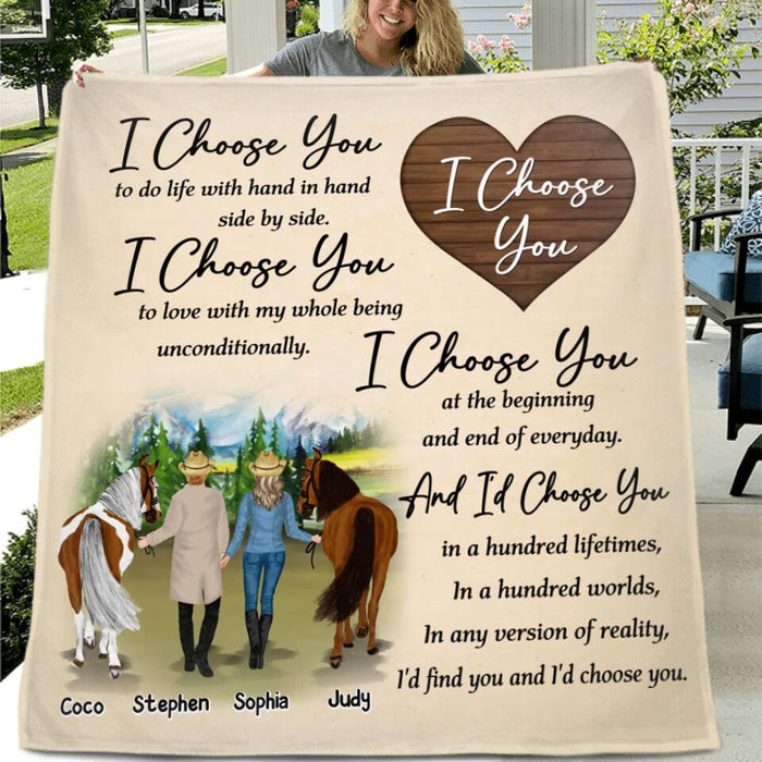 Personalized Farmer Horse Couple Fleece Throw Blanket/Quilt - Gift Idea For Couple/Husband And Wife - Mother's Day Gift From Husband - I Choose You