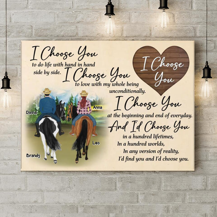 Personalized Farmer Couple Riding Horse Canvas - Gift Idea For Couple/Husband And Wife/Mother's Day Gift From Husband - I Choose You
