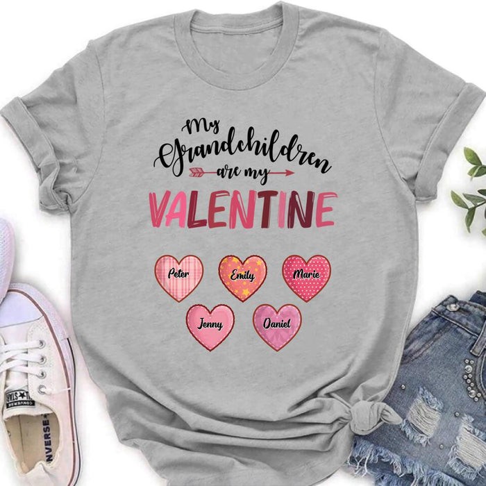 Personalized Grandma T-Shirt/Long Sleeve/Sweatshirt/Hoodie - Valentine's Day Gift Idea For Grandma - Up to 5 Kids - My Grandchild Is My Valentine