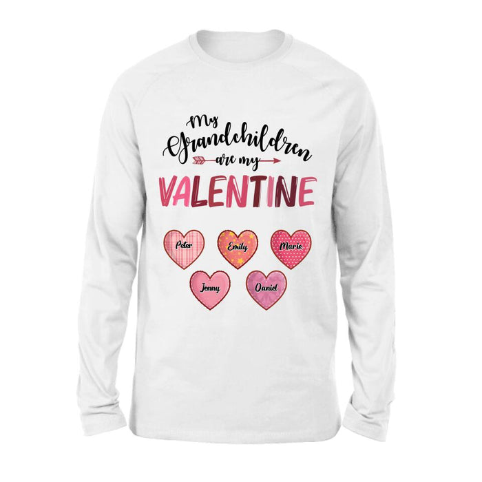 Personalized Grandma T-Shirt/Long Sleeve/Sweatshirt/Hoodie - Valentine's Day Gift Idea For Grandma - Up to 5 Kids - My Grandchild Is My Valentine