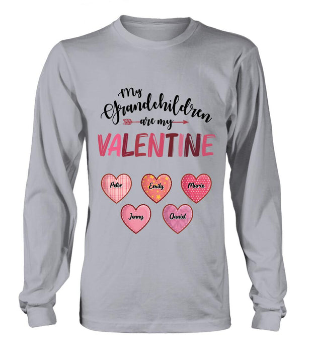 Personalized Grandma T-Shirt/Long Sleeve/Sweatshirt/Hoodie - Valentine's Day Gift Idea For Grandma - Up to 5 Kids - My Grandchild Is My Valentine