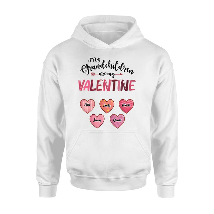 Personalized Grandma T-Shirt/Long Sleeve/Sweatshirt/Hoodie - Valentine's Day Gift Idea For Grandma - Up to 5 Kids - My Grandchild Is My Valentine