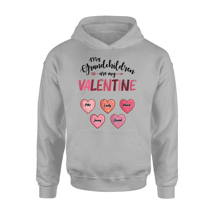 Personalized Grandma T-Shirt/Long Sleeve/Sweatshirt/Hoodie - Valentine's Day Gift Idea For Grandma - Up to 5 Kids - My Grandchild Is My Valentine