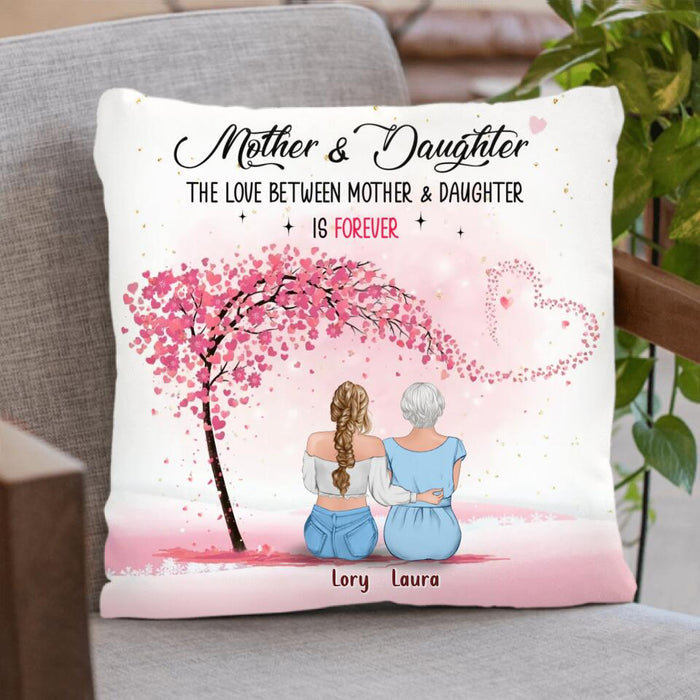 Personalized Mom And Daughter Pillow Cover/Fleece Throw Blanket/Quilt- Mother's Day Gift Idea - Up to 4 Daughters - The Love Between Mother & Daughter Is Forever