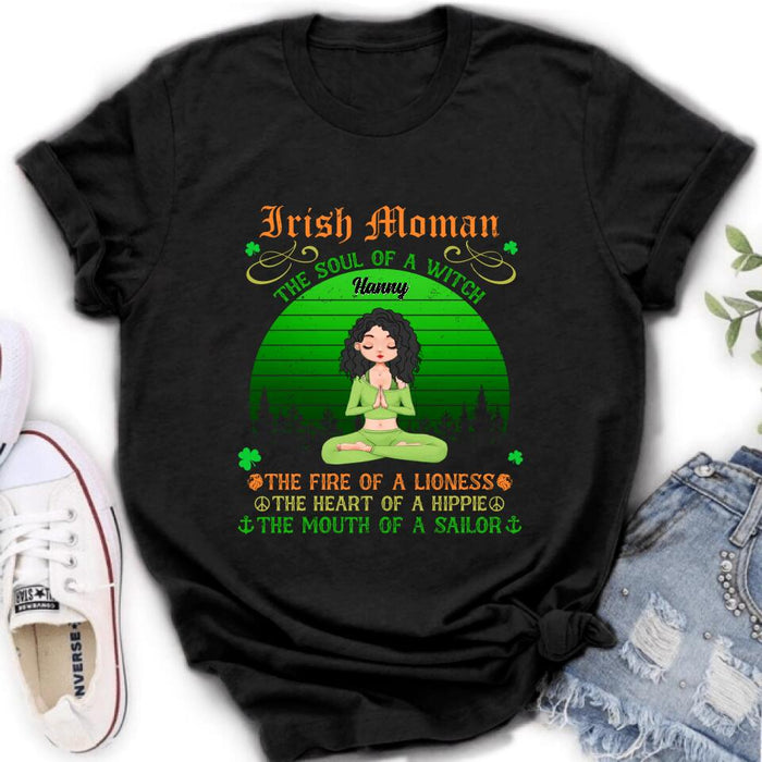 Personalized Irish Girl Yoga Shirt - Gift Idea For St Patrick's Day - Irish Woman The Soul Of A Witch