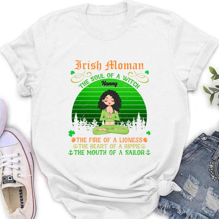 Personalized Irish Girl Yoga Shirt - Gift Idea For St Patrick's Day - Irish Woman The Soul Of A Witch