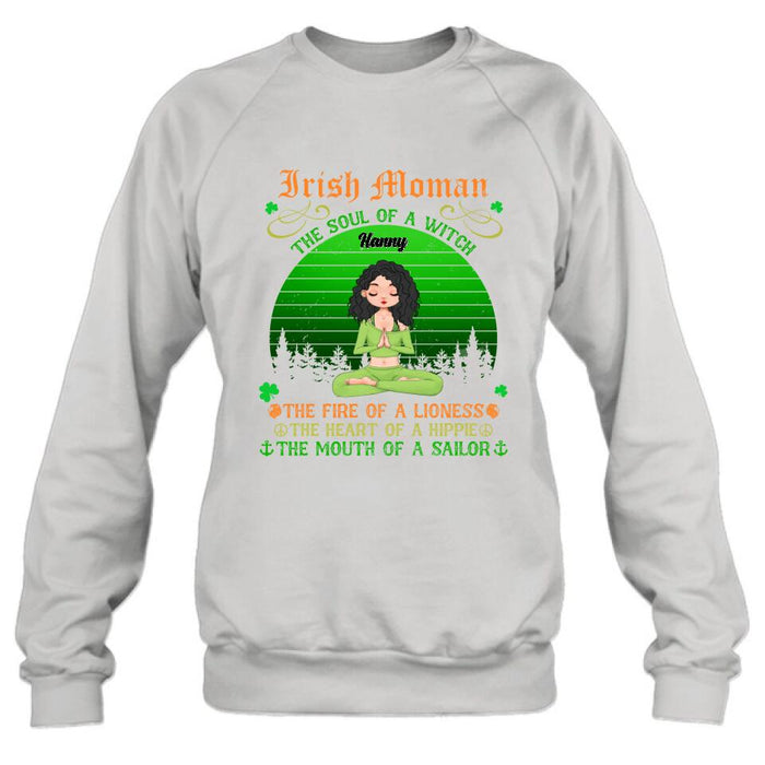 Personalized Irish Girl Yoga Shirt - Gift Idea For St Patrick's Day - Irish Woman The Soul Of A Witch