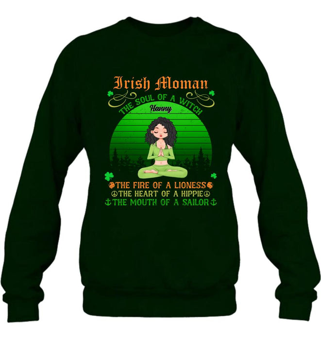 Personalized Irish Girl Yoga Shirt - Gift Idea For St Patrick's Day - Irish Woman The Soul Of A Witch